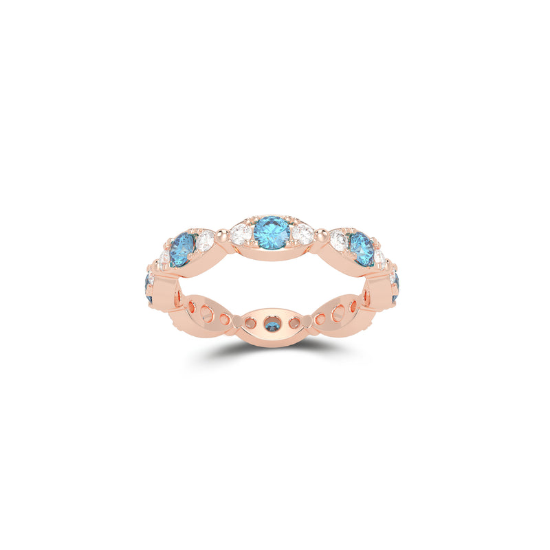 Fuster Navette Signature Aqua Blue Diamond  and Diamond Ring