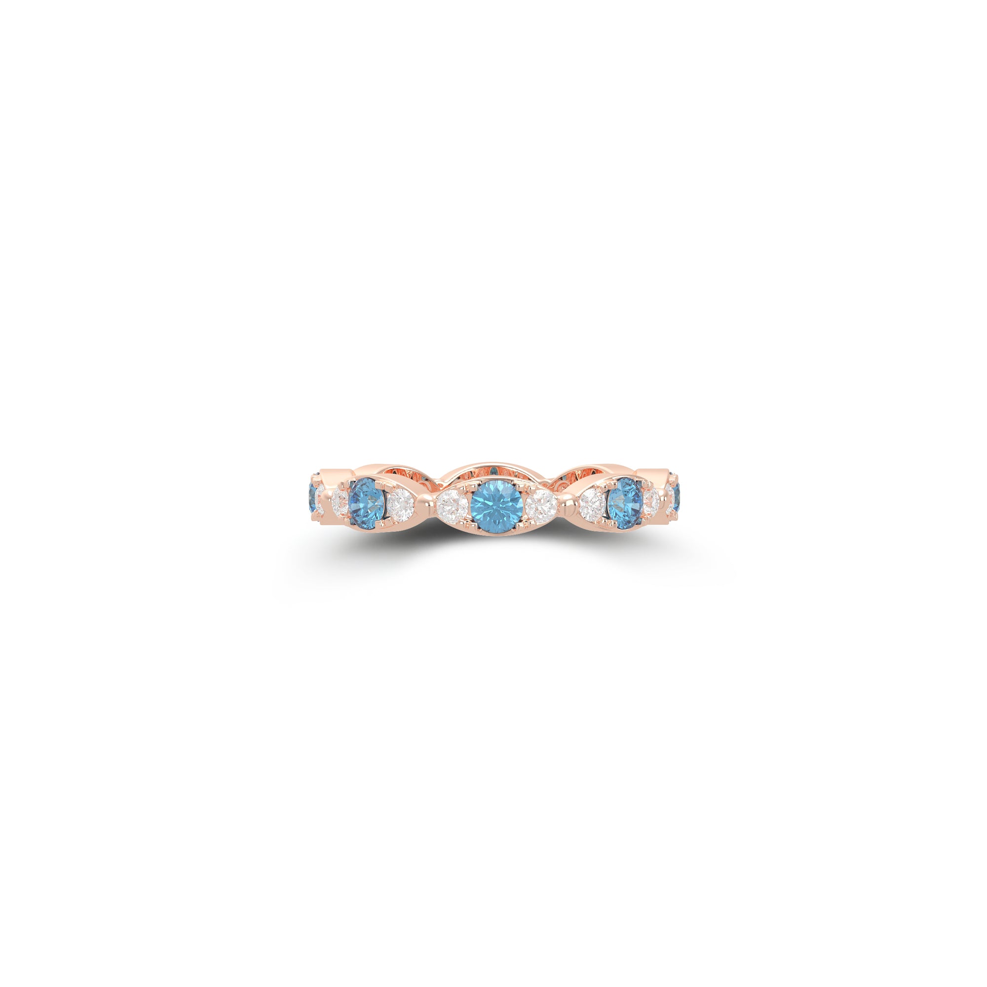Fuster Navette Signature Aqua Blue Diamond  and Diamond Ring