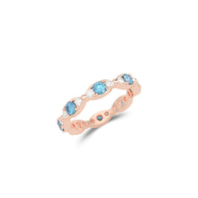 Fuster Navette Signature Aqua Blue Diamond  and Diamond Ring