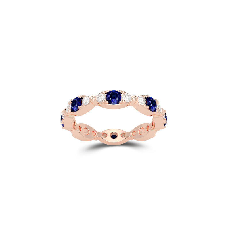 Fuster Navette Signature Sapphire and Diamond Ring