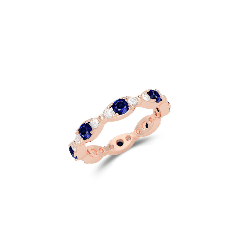 Fuster Navette Signature Sapphire and Diamond Ring