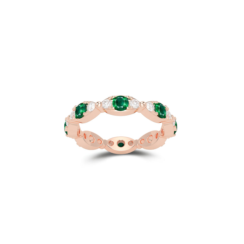 Fuster Navette Signature Emerald and Diamond Ring