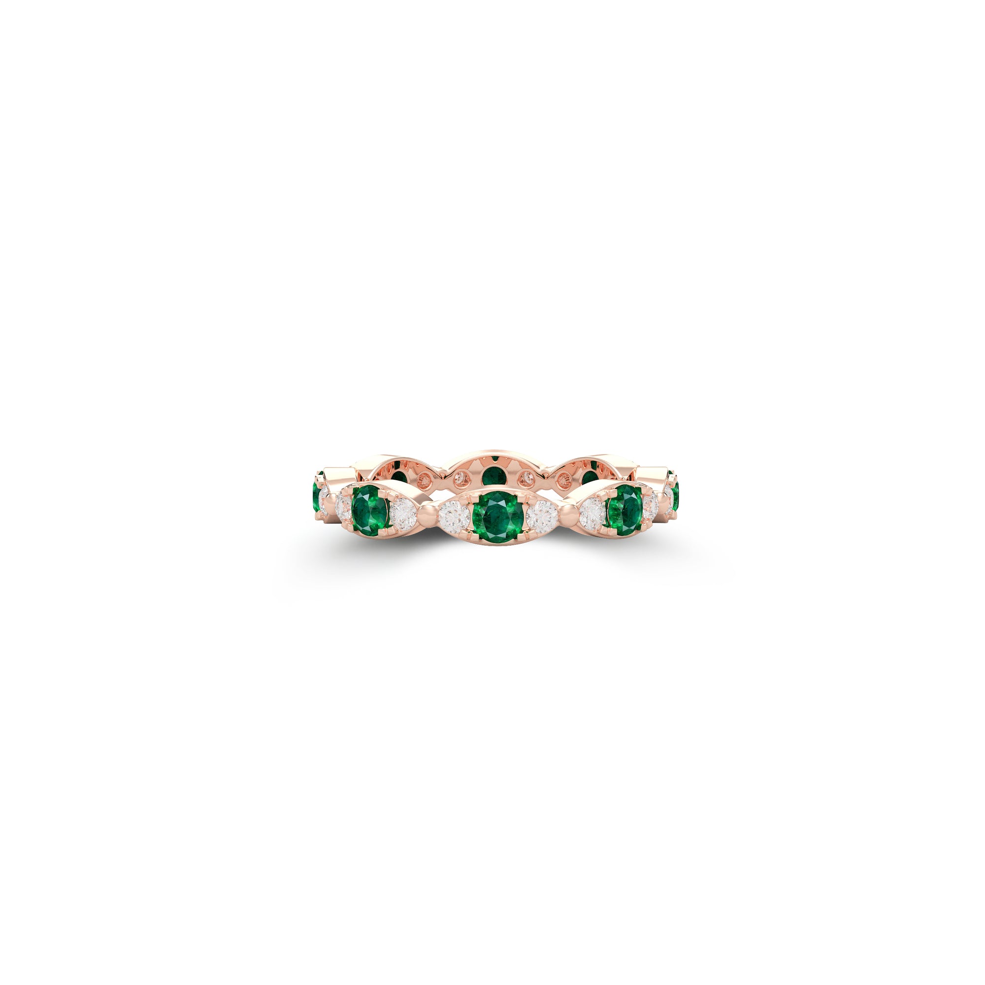 Fuster Navette Signature Emerald and Diamond Ring