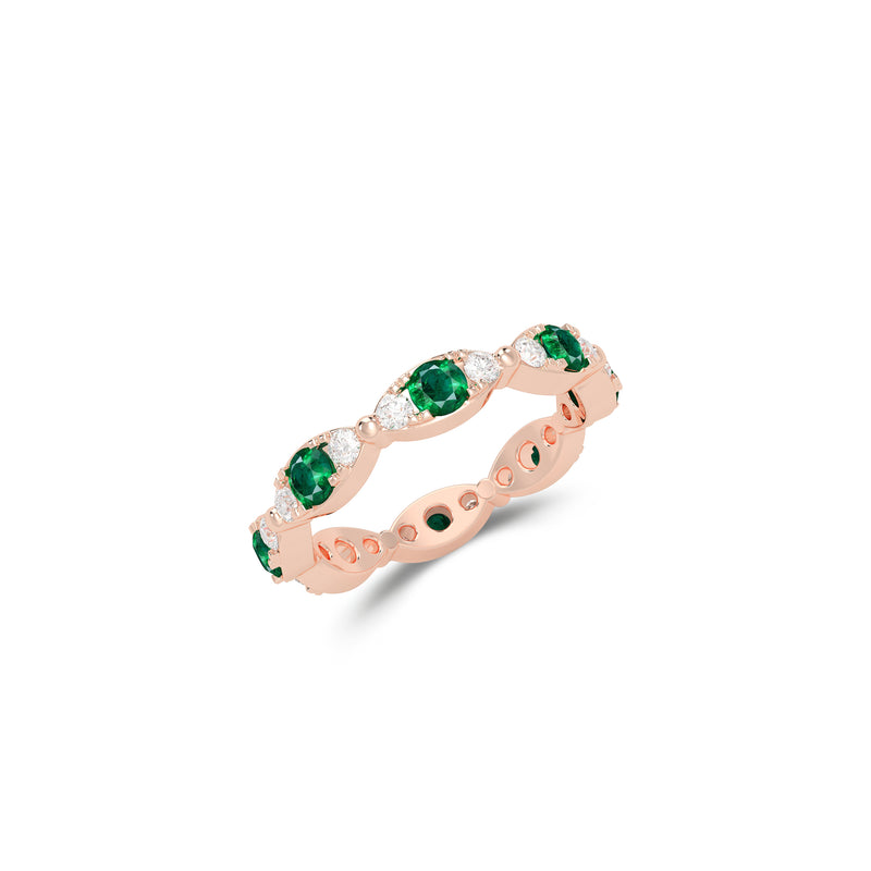 Fuster Navette Signature Emerald and Diamond Ring