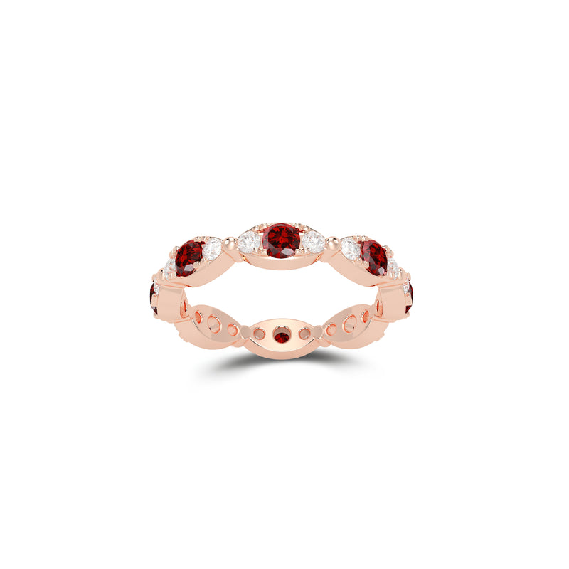 Fuster Navette Signature Ruby and Diamond Ring
