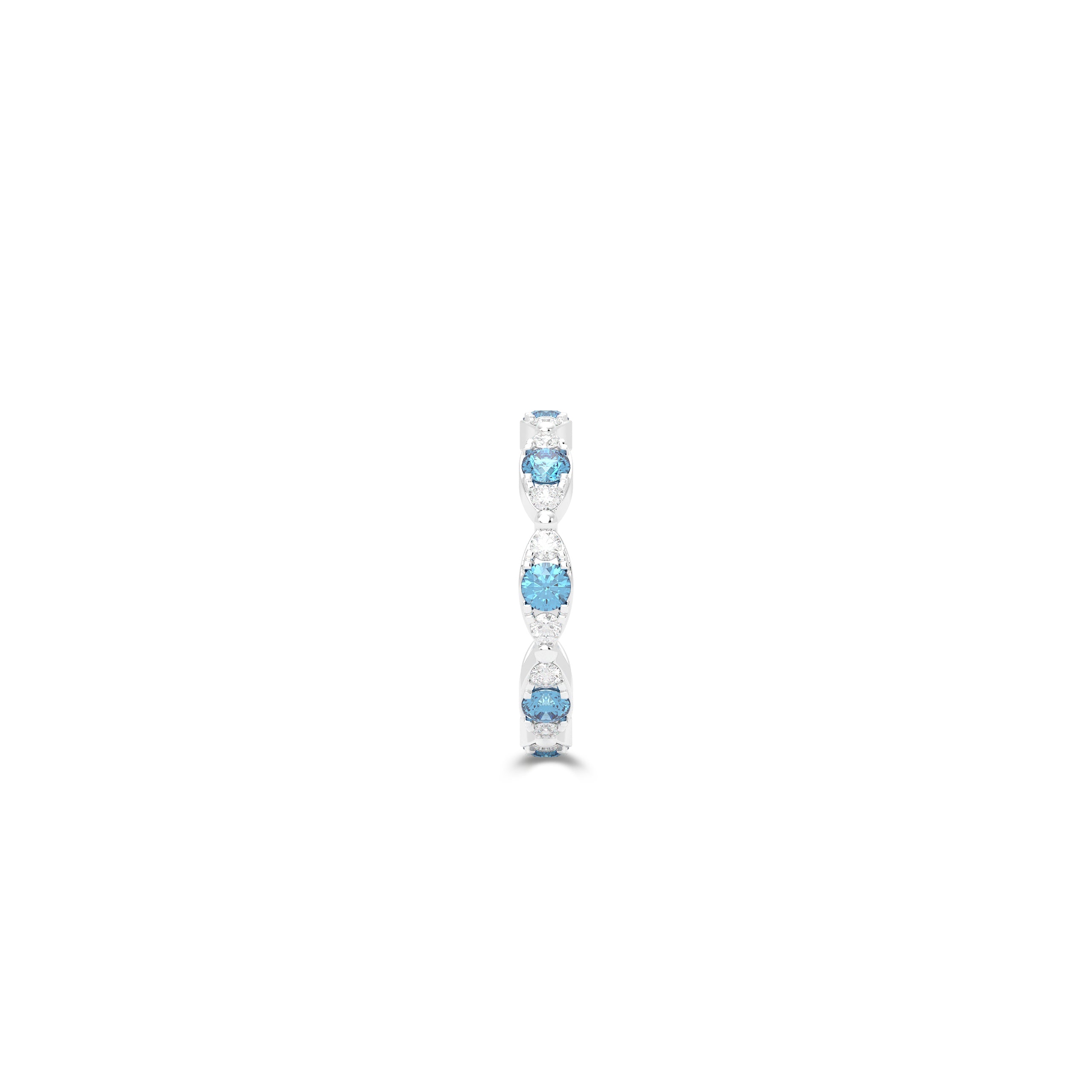 Fuster Navette Signature Aqua Blue Diamond  and Diamond Ring