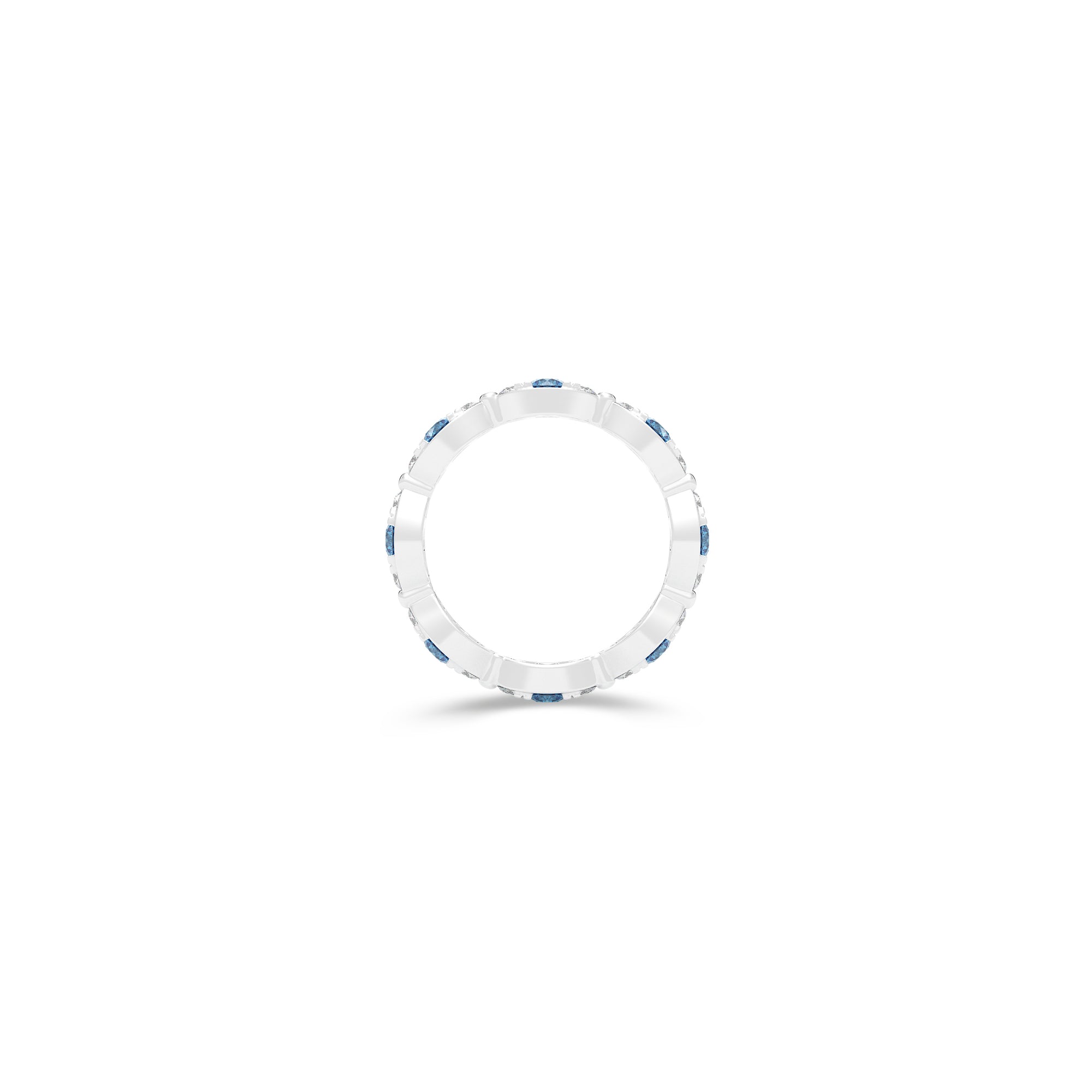 Fuster Navette Signature Aqua Blue Diamond  and Diamond Ring