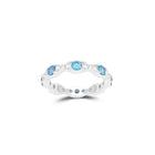 Fuster Navette Signature Aqua Blue Diamond  and Diamond Ring