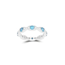 Fuster Navette Signature Aqua Blue Diamond  and Diamond Ring