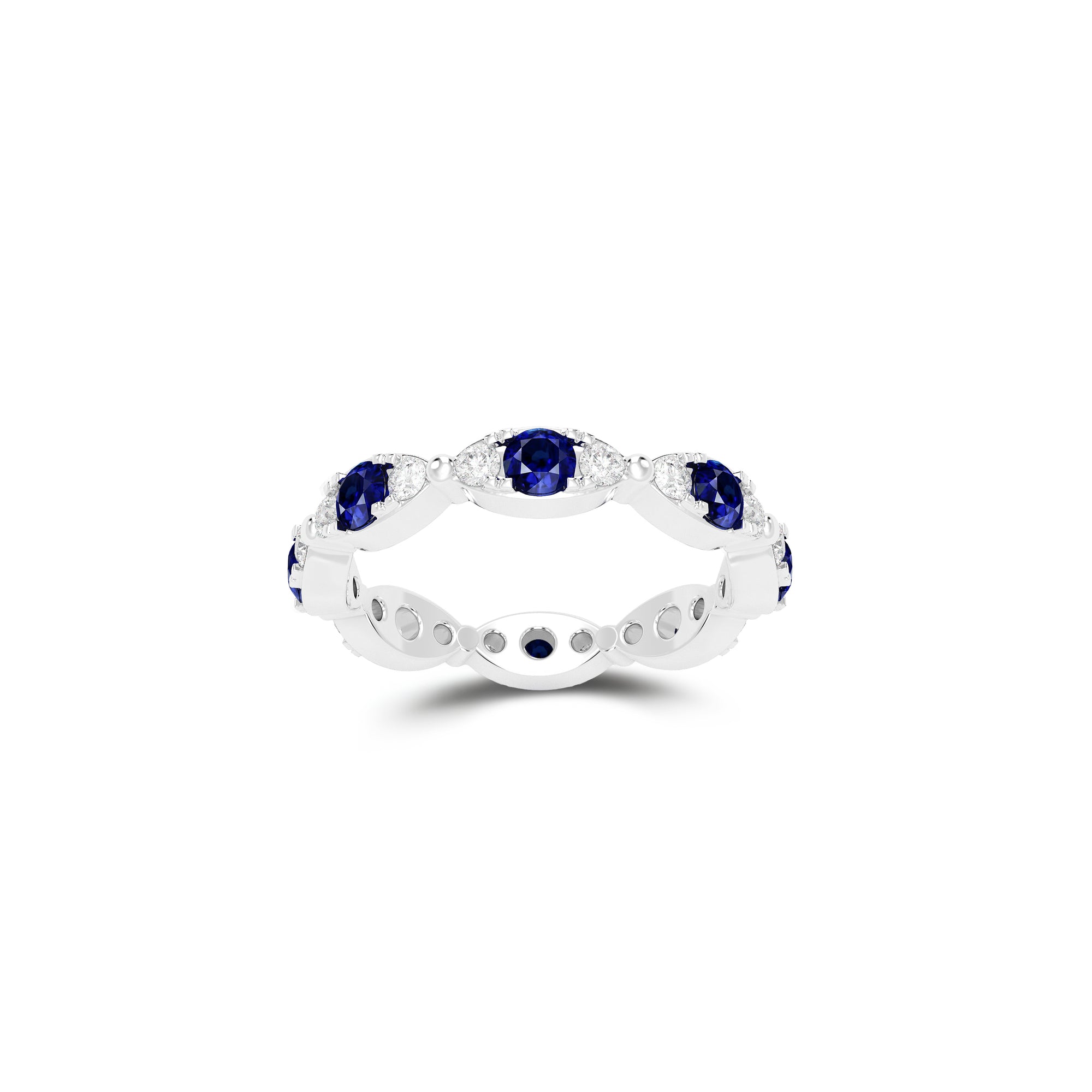 Fuster Navette Signature Sapphire and Diamond Ring
