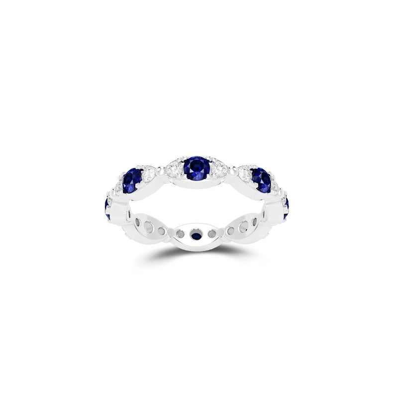 Fuster Navette Signature Sapphire and Diamond Ring