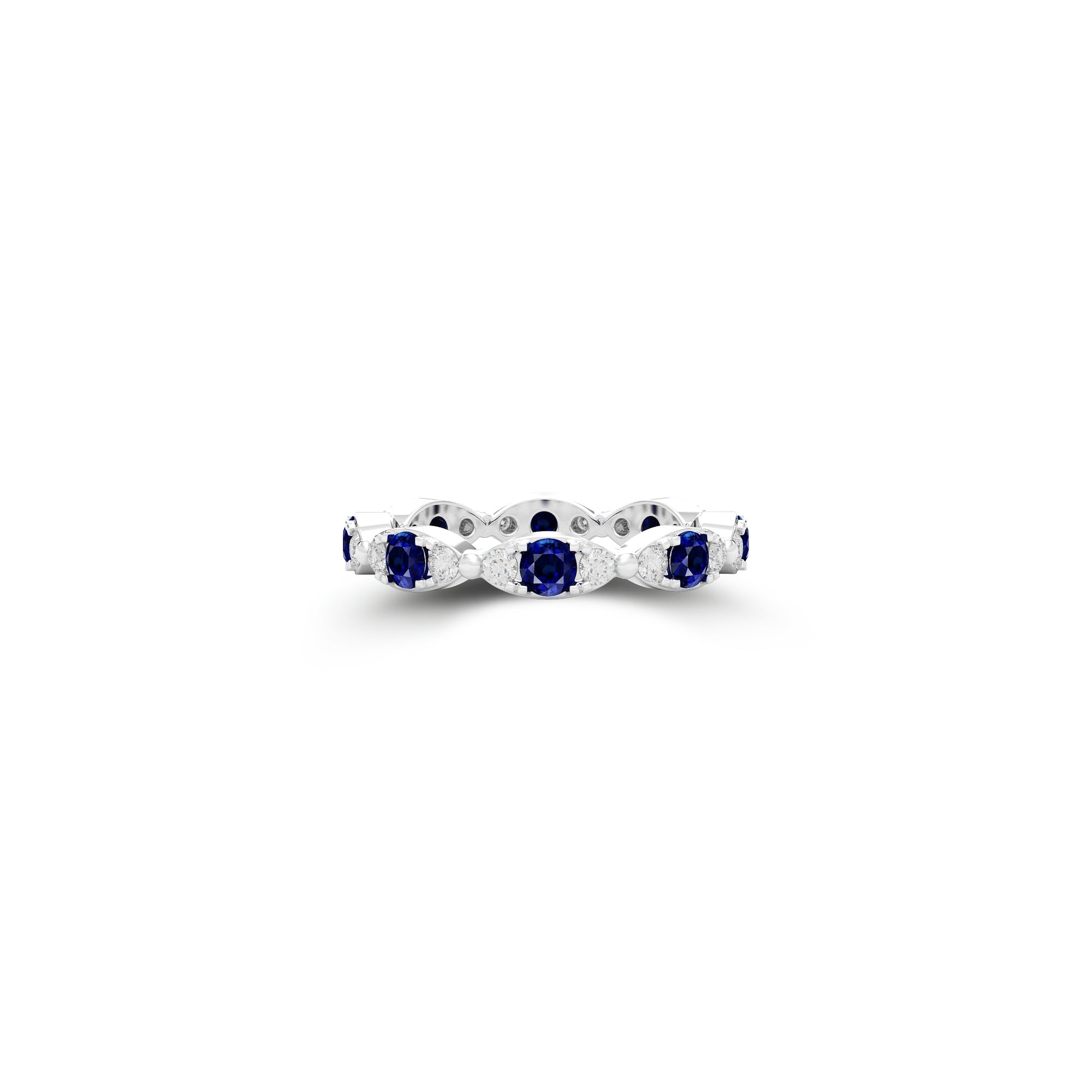 Fuster Navette Signature Sapphire and Diamond Ring