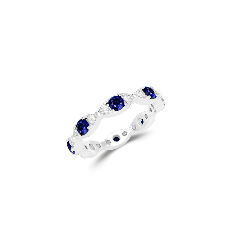 Fuster Navette Signature Sapphire and Diamond Ring