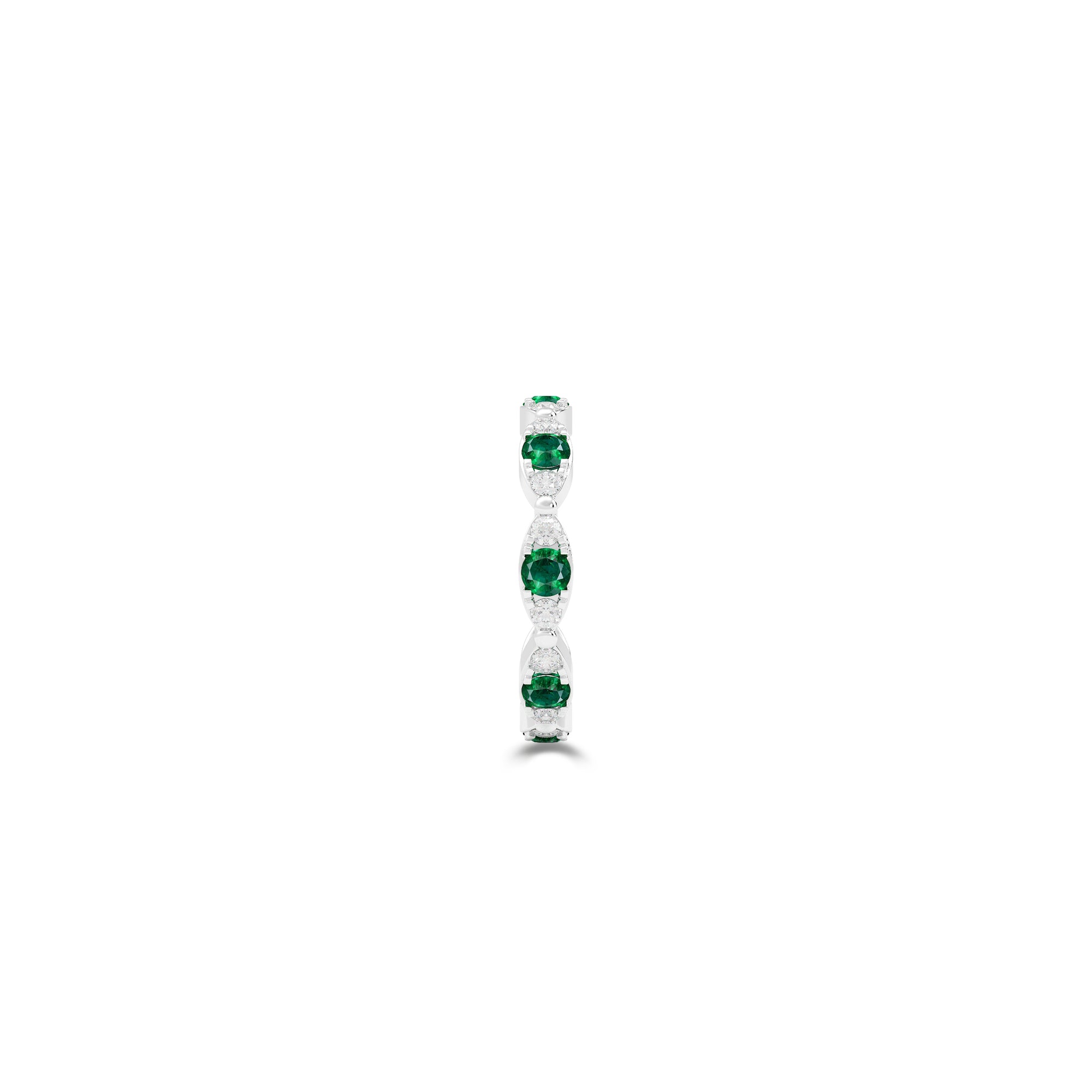 Fuster Navette Signature Emerald and Diamond Ring