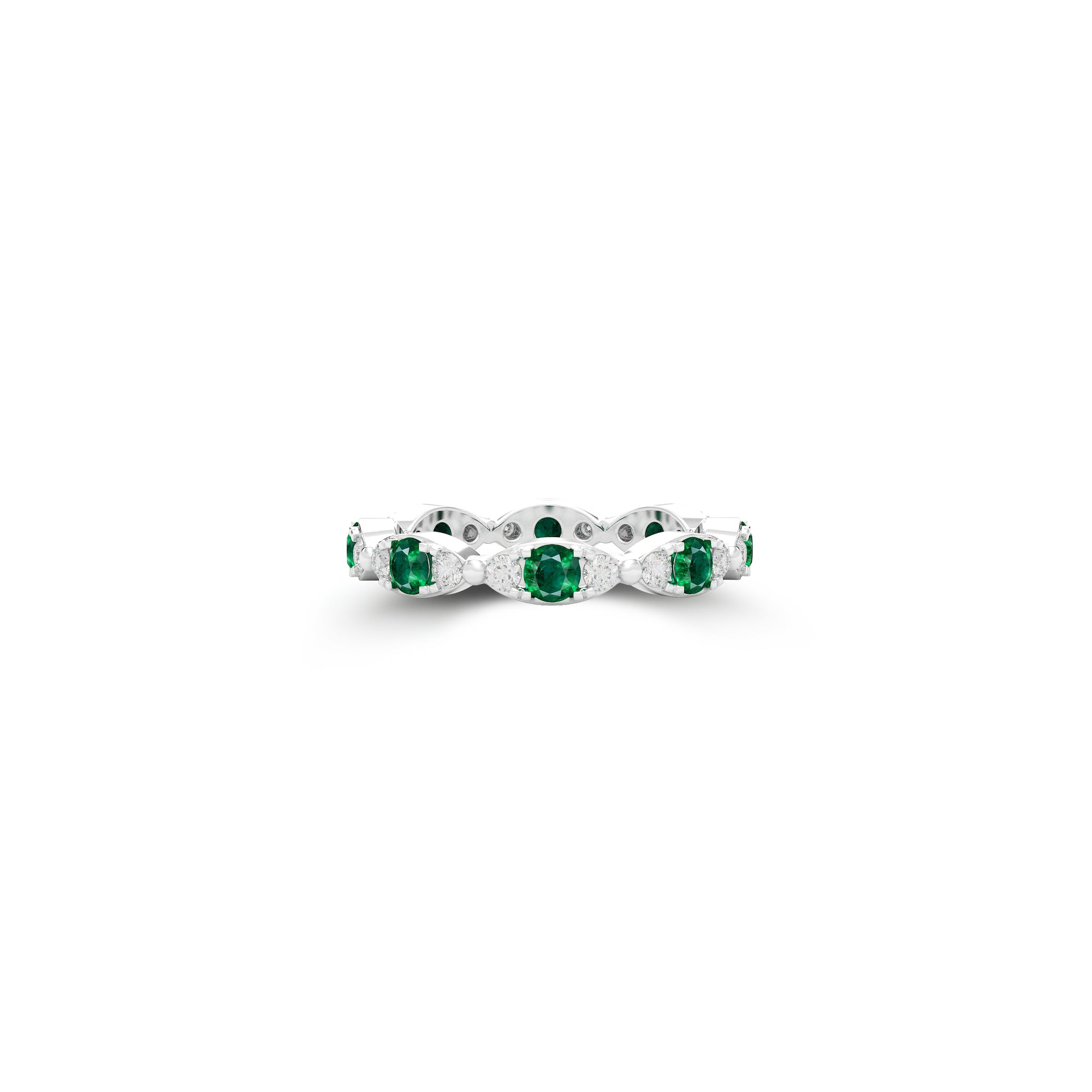 Fuster Navette Signature Emerald and Diamond Ring