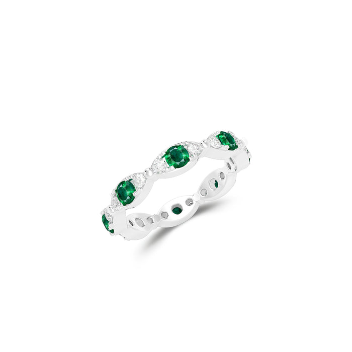 Fuster Navette Signature Emerald and Diamond Ring