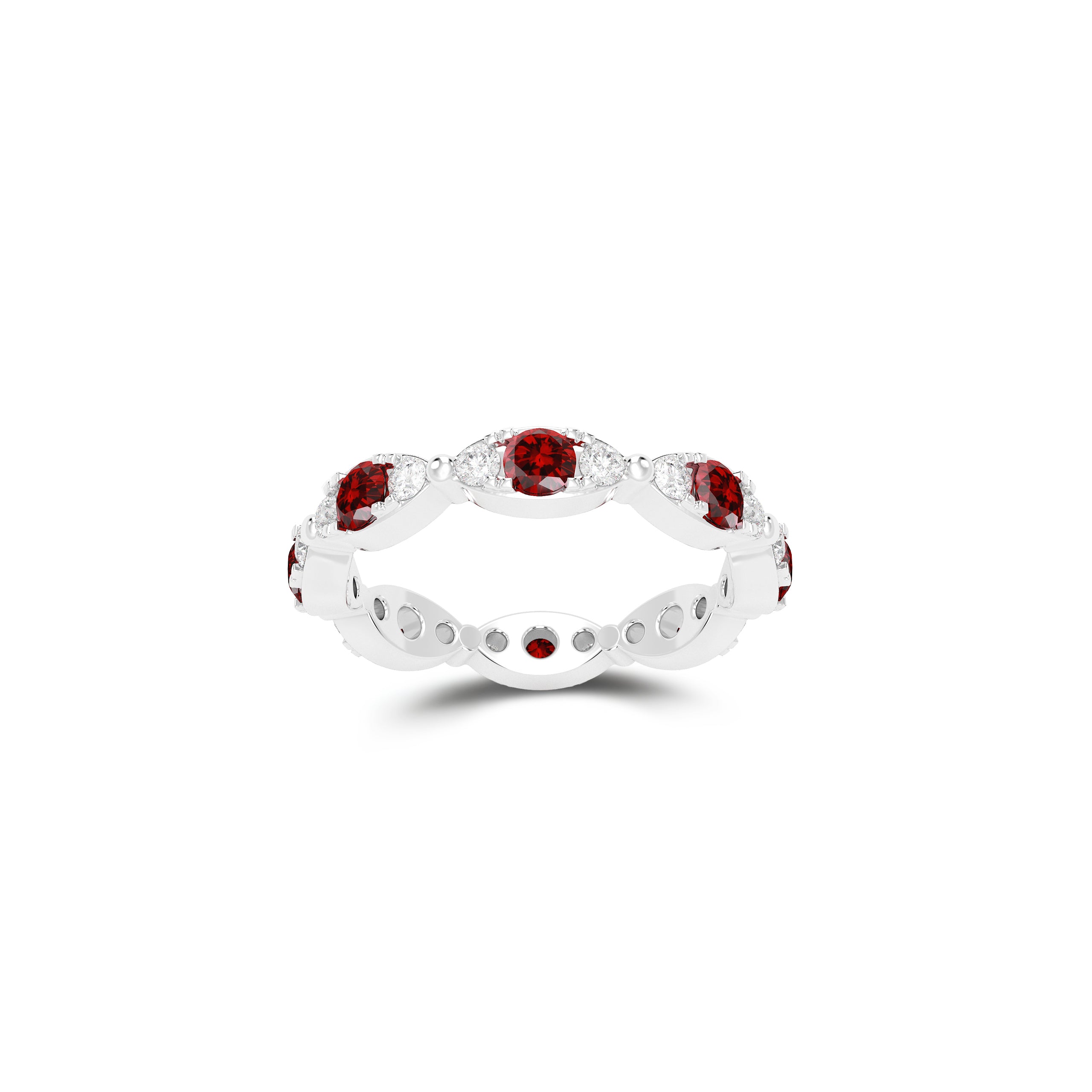 Fuster Navette Signature Ruby and Diamond Ring
