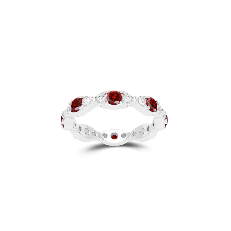 Fuster Navette Signature Ruby and Diamond Ring