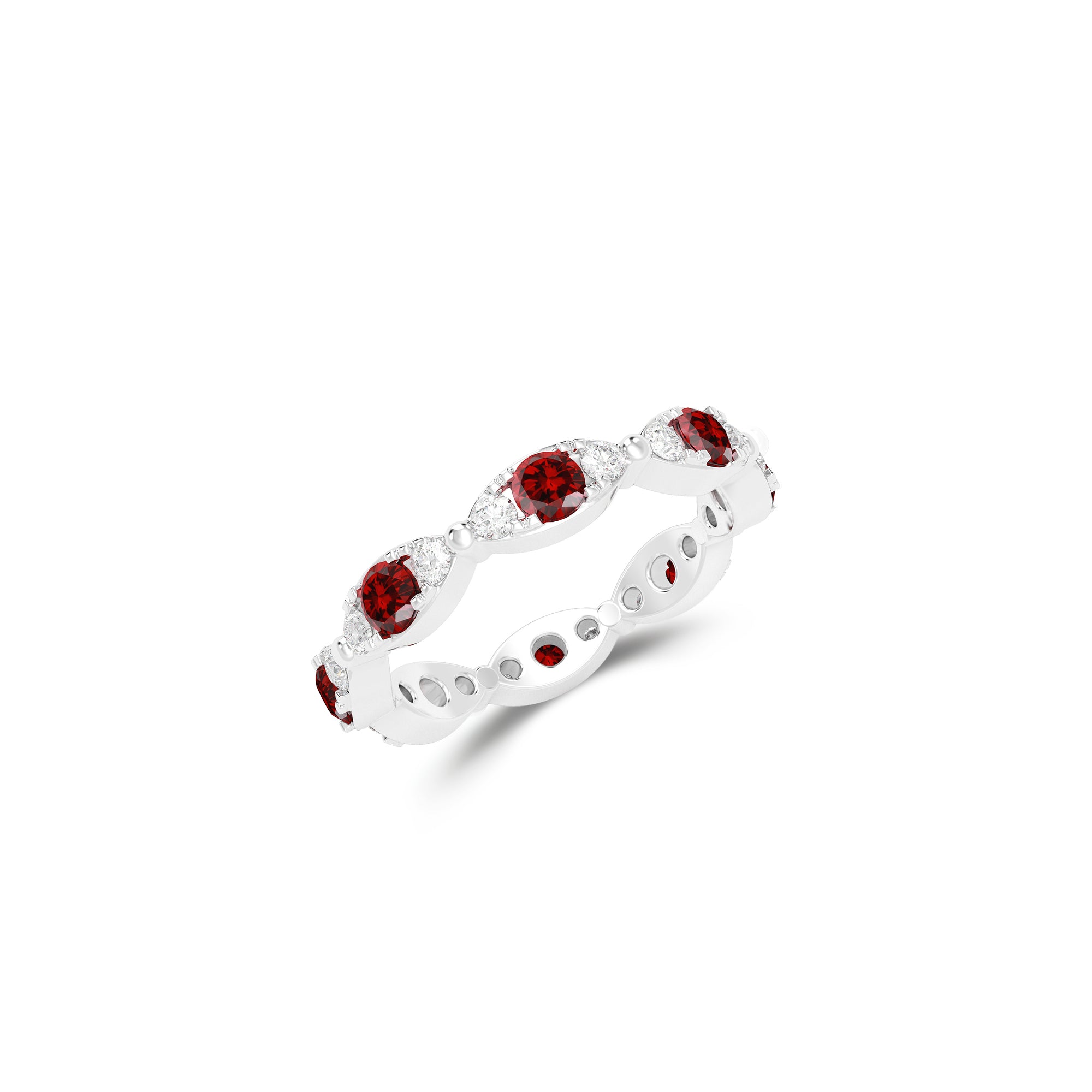 Fuster Navette Signature Ruby and Diamond Ring