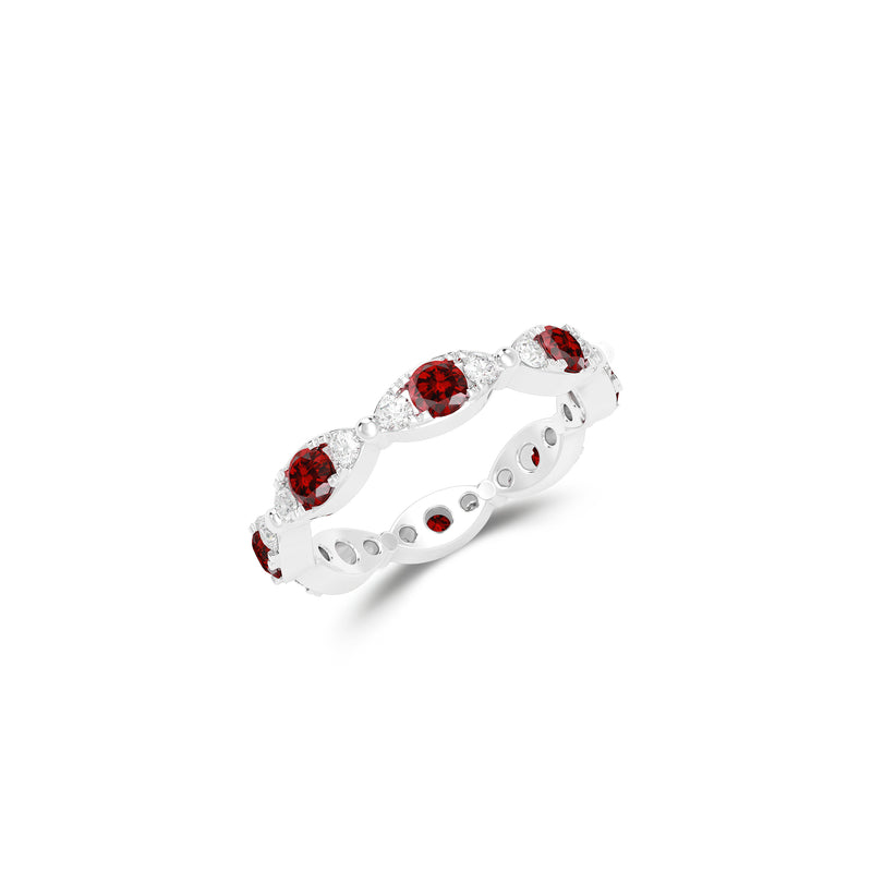 Fuster Navette Signature Ruby and Diamond Ring