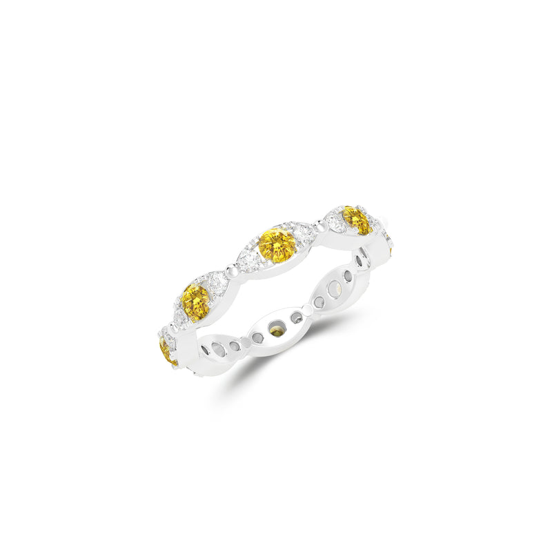 Fuster Navette Signature Yellow Diamond  and Diamond Ring