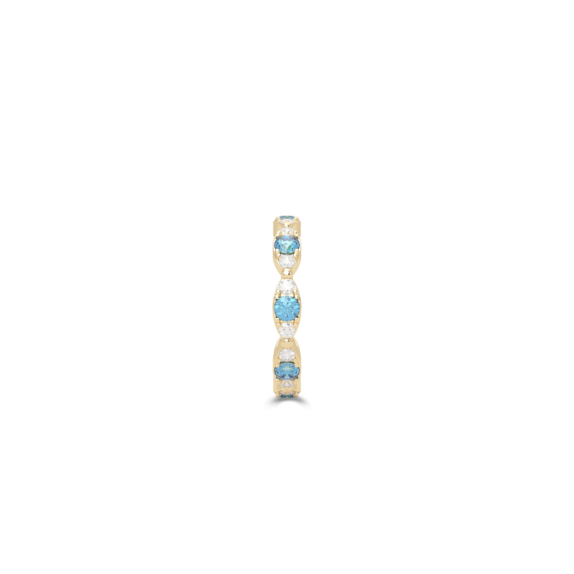 Fuster Navette Signature Aqua Blue Diamond  and Diamond Ring
