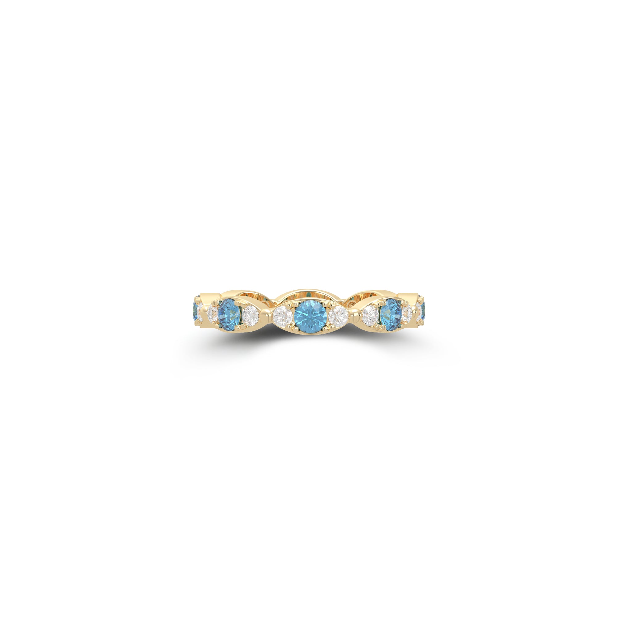Fuster Navette Signature Aqua Blue Diamond  and Diamond Ring