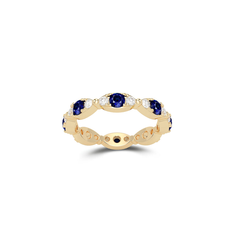 Fuster Navette Signature Sapphire and Diamond Ring