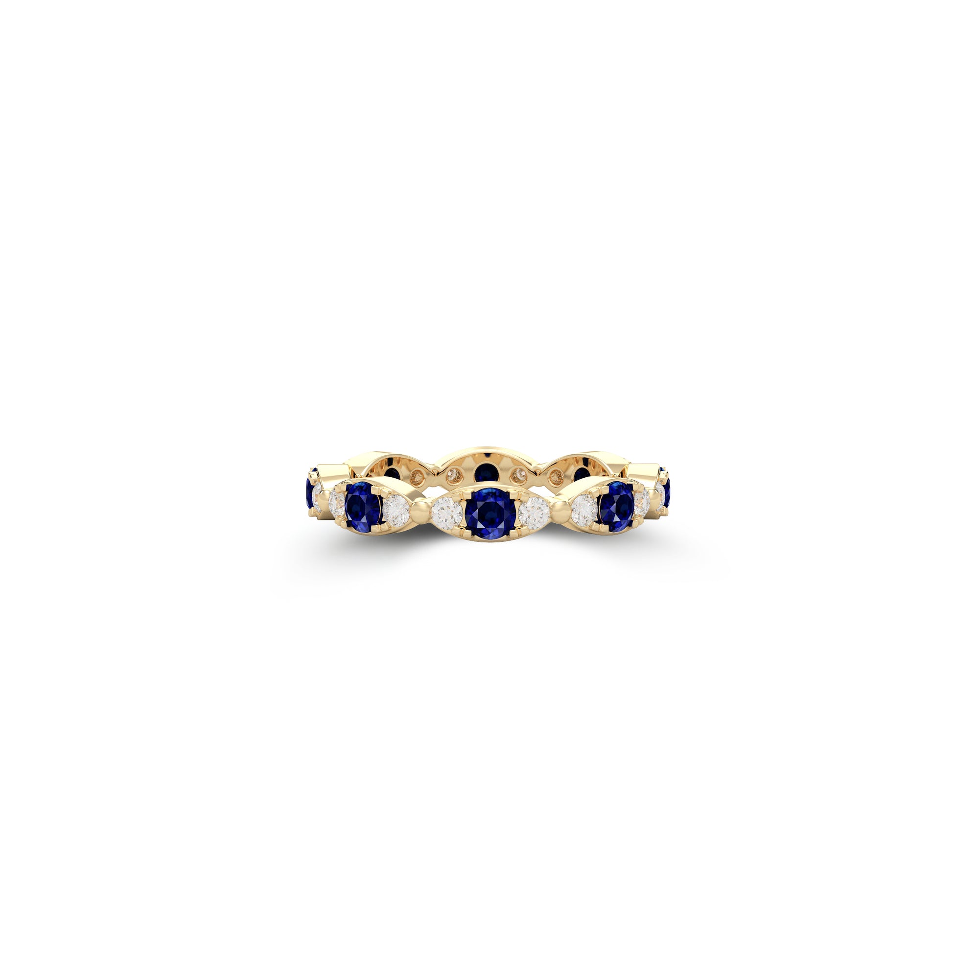 Fuster Navette Signature Sapphire and Diamond Ring