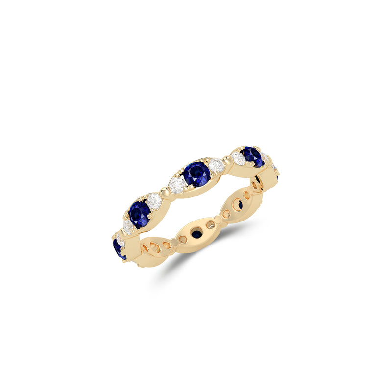 Fuster Navette Signature Sapphire and Diamond Ring