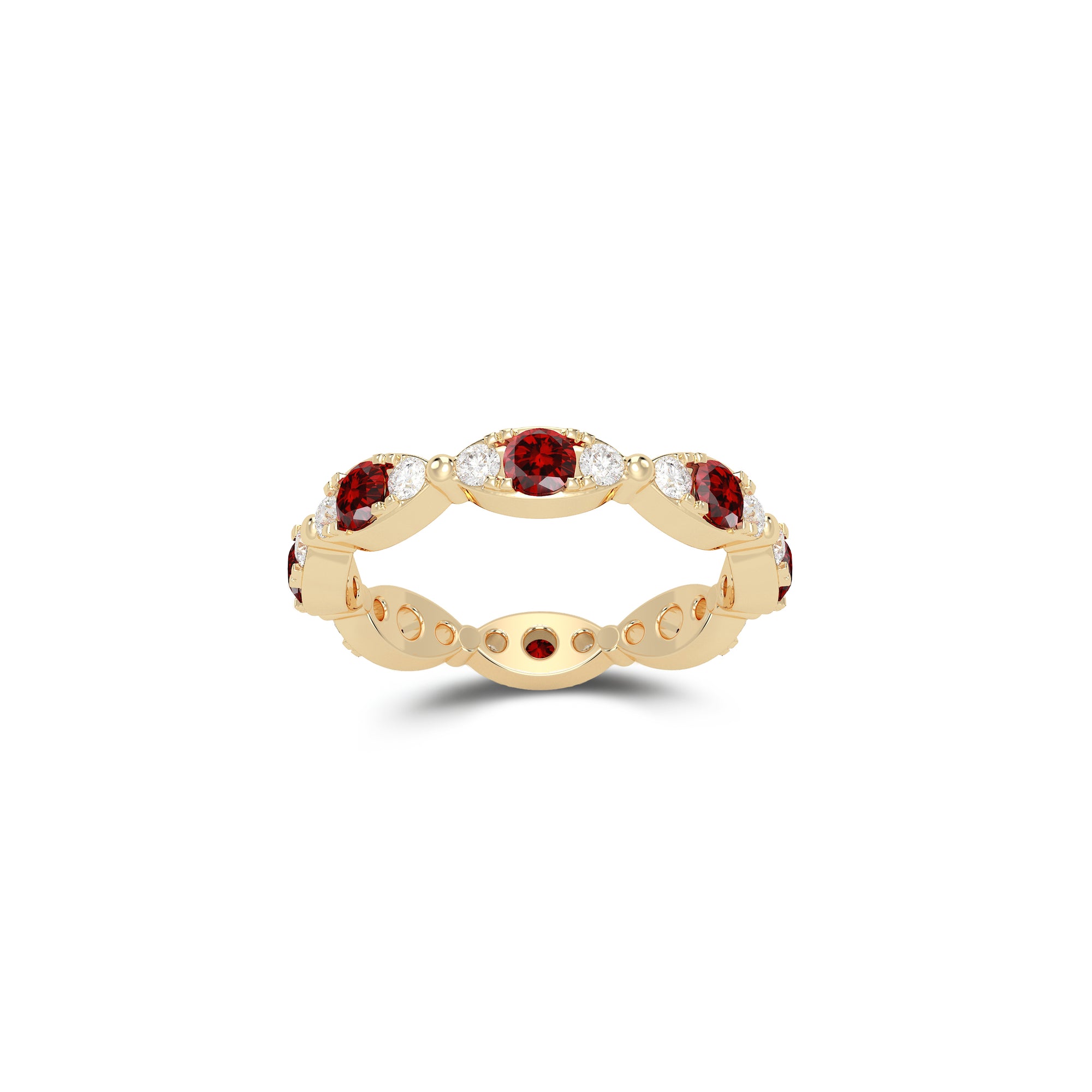 Fuster Navette Signature Ruby and Diamond Ring