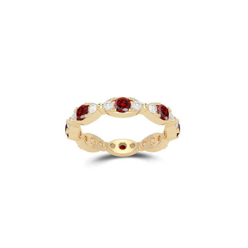 Fuster Navette Signature Ruby and Diamond Ring