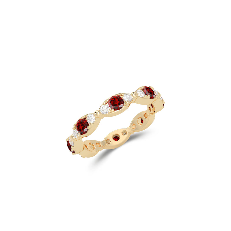 Fuster Navette Signature Ruby and Diamond Ring