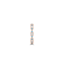 Fuster Navette Signature Diamond and  Aqua Blue Diamond Ring