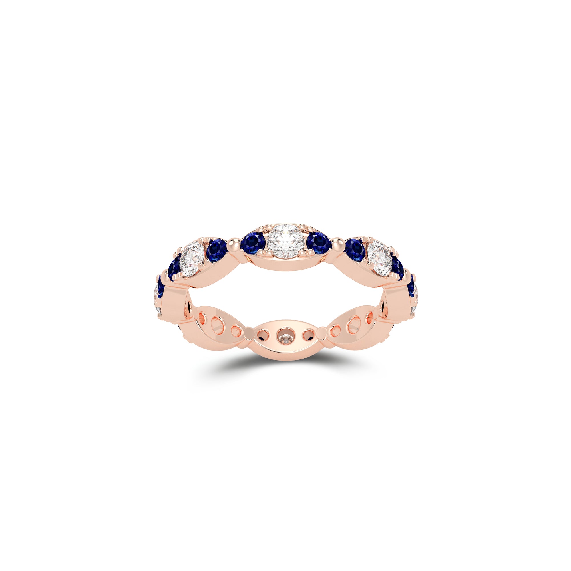 Fuster Navette Signature Diamond and Sapphire Ring