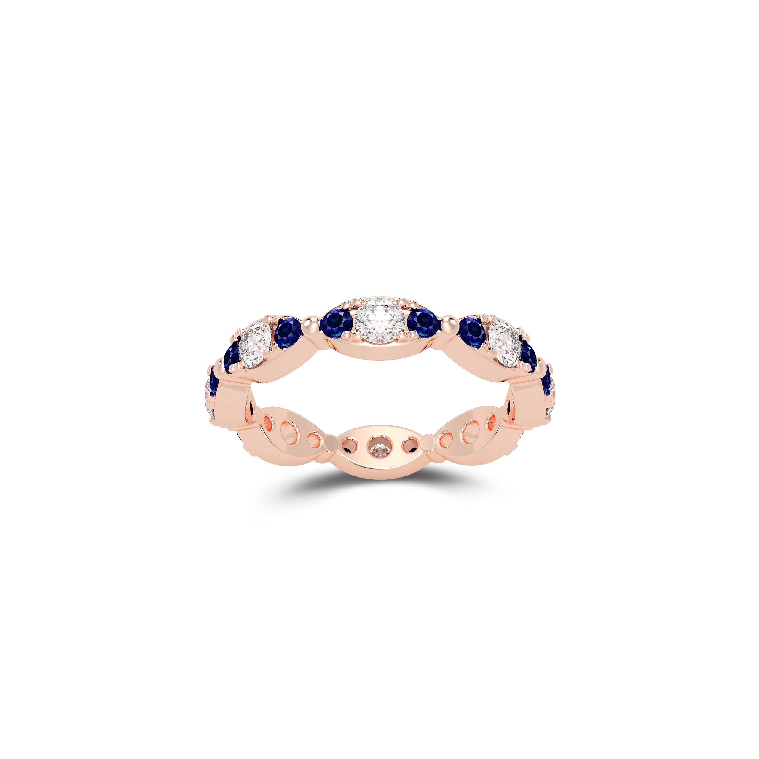 Fuster Navette Signature Diamond and Sapphire Ring