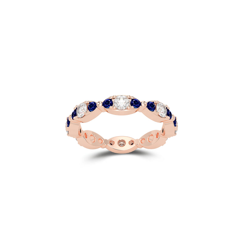 Fuster Navette Signature Diamond and Sapphire Ring