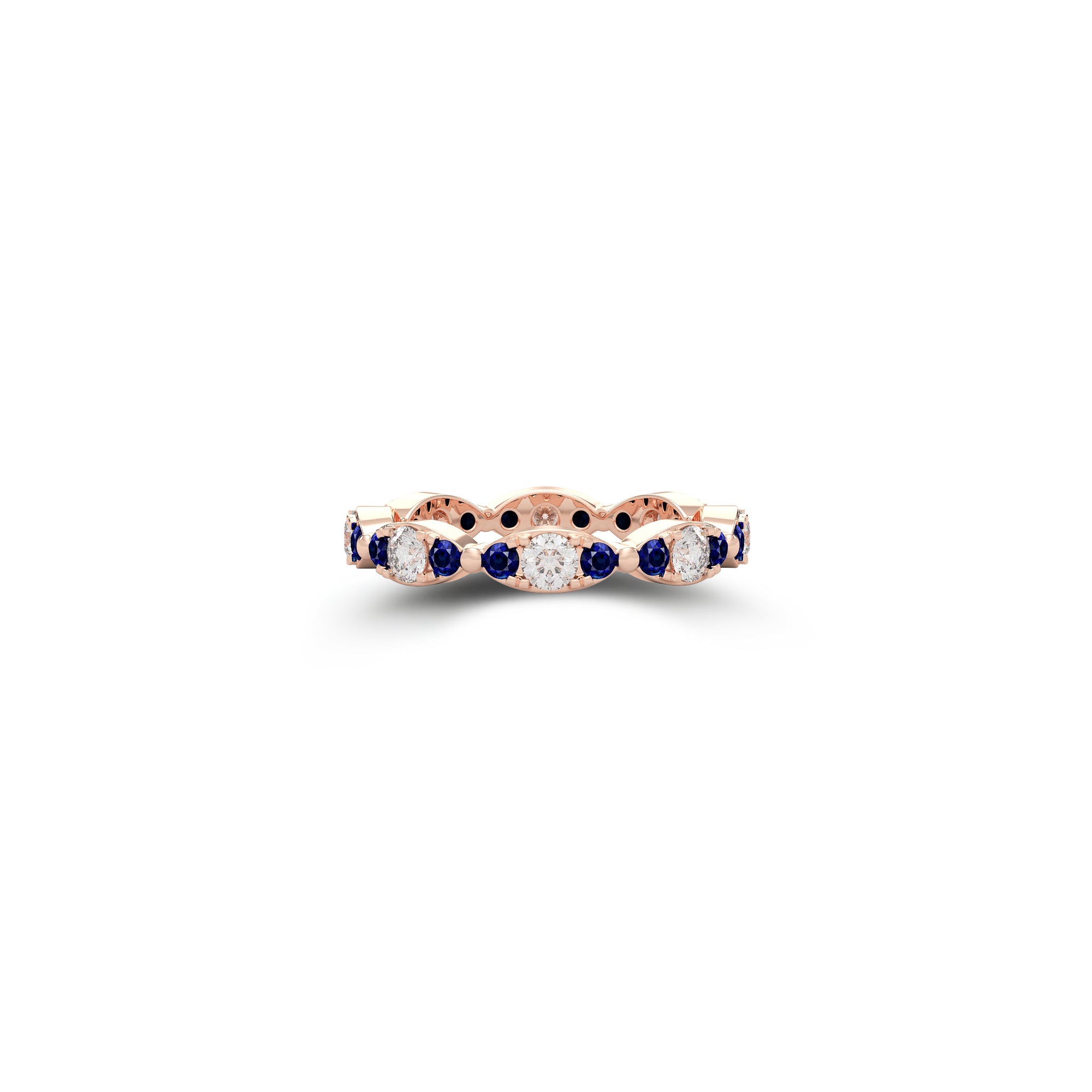 Fuster Navette Signature Diamond and Sapphire Ring