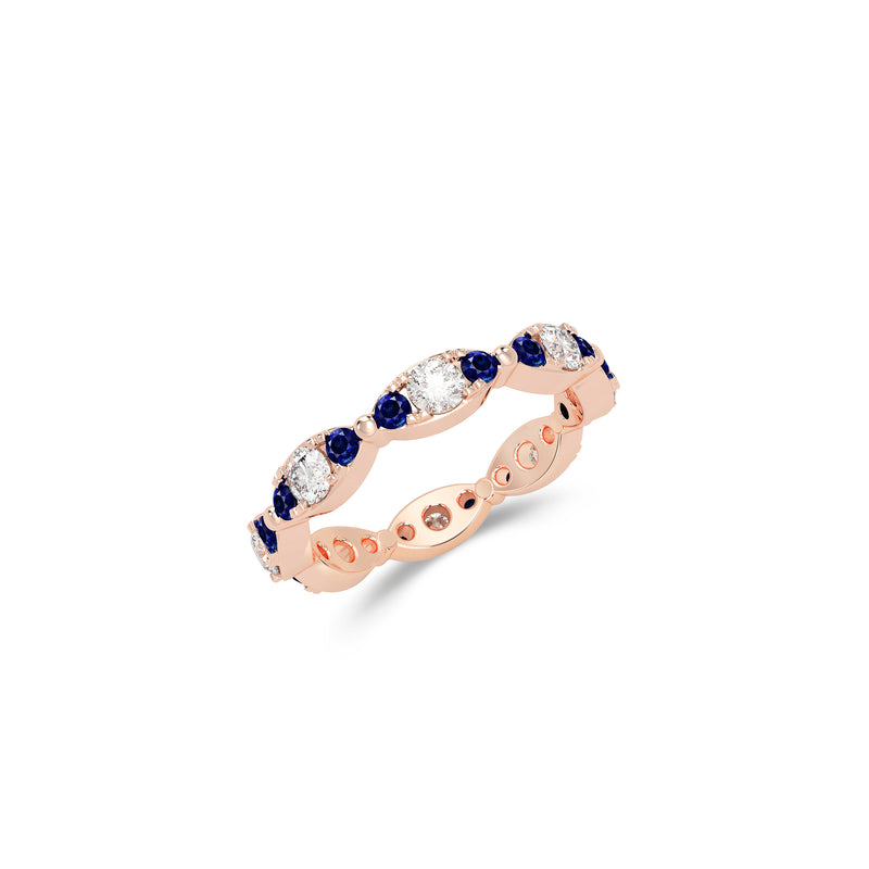 Fuster Navette Signature Diamond and Sapphire Ring