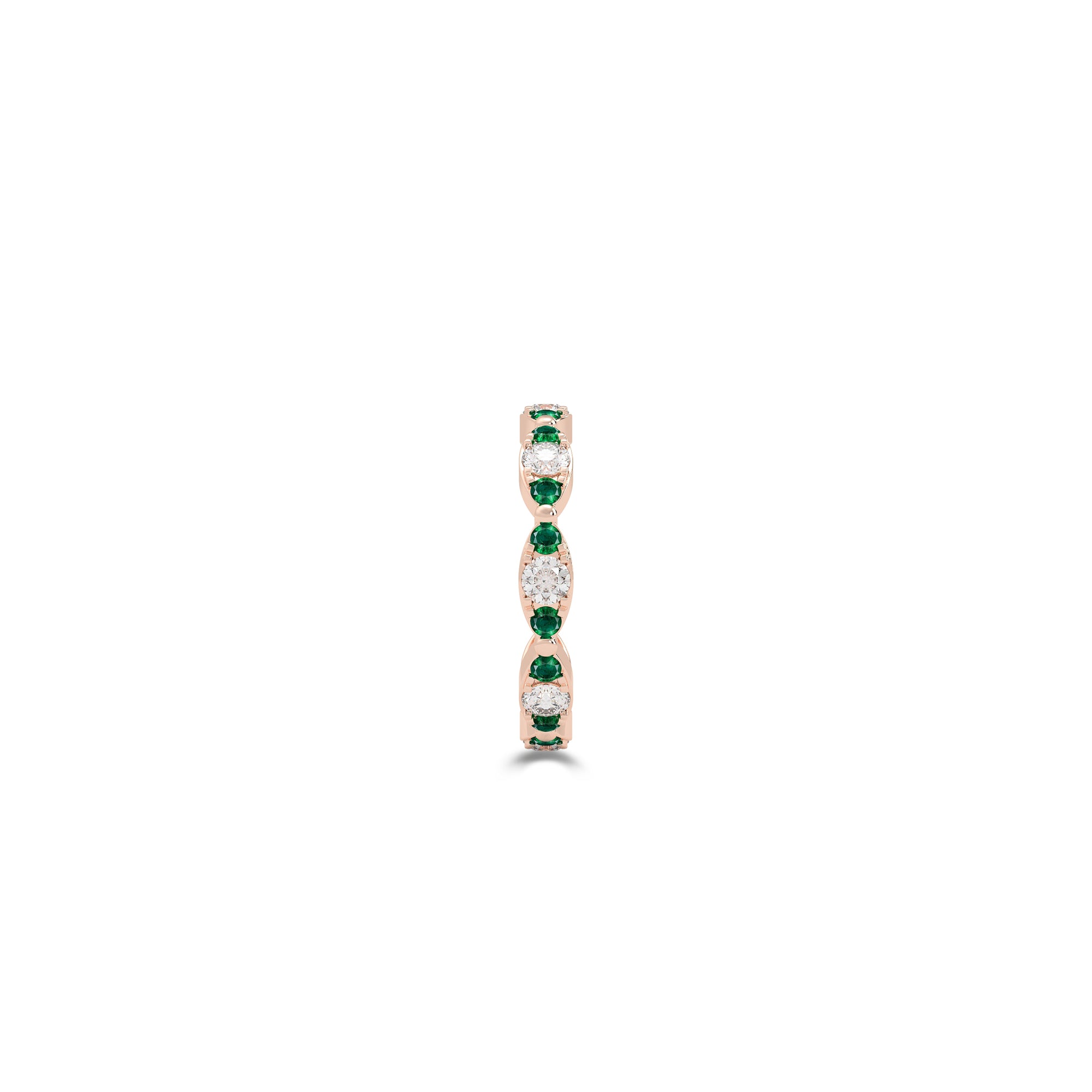 Fuster Navette Signature Diamond and Emerald Ring