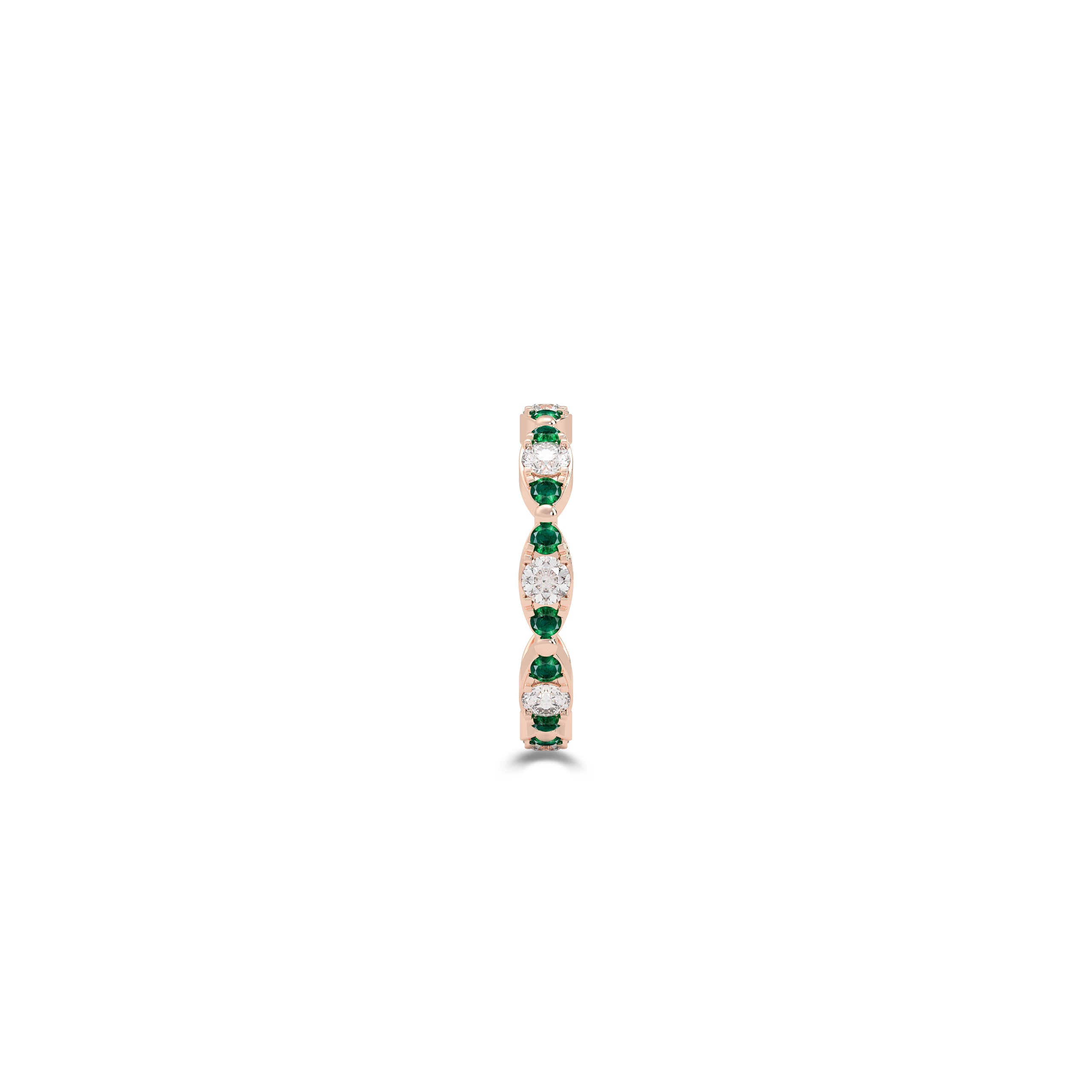 Fuster Navette Signature Diamond and Emerald Ring
