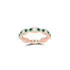 Fuster Navette Signature Diamond and Emerald Ring