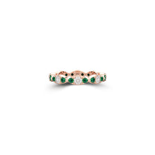 Fuster Navette Signature Diamond and Emerald Ring
