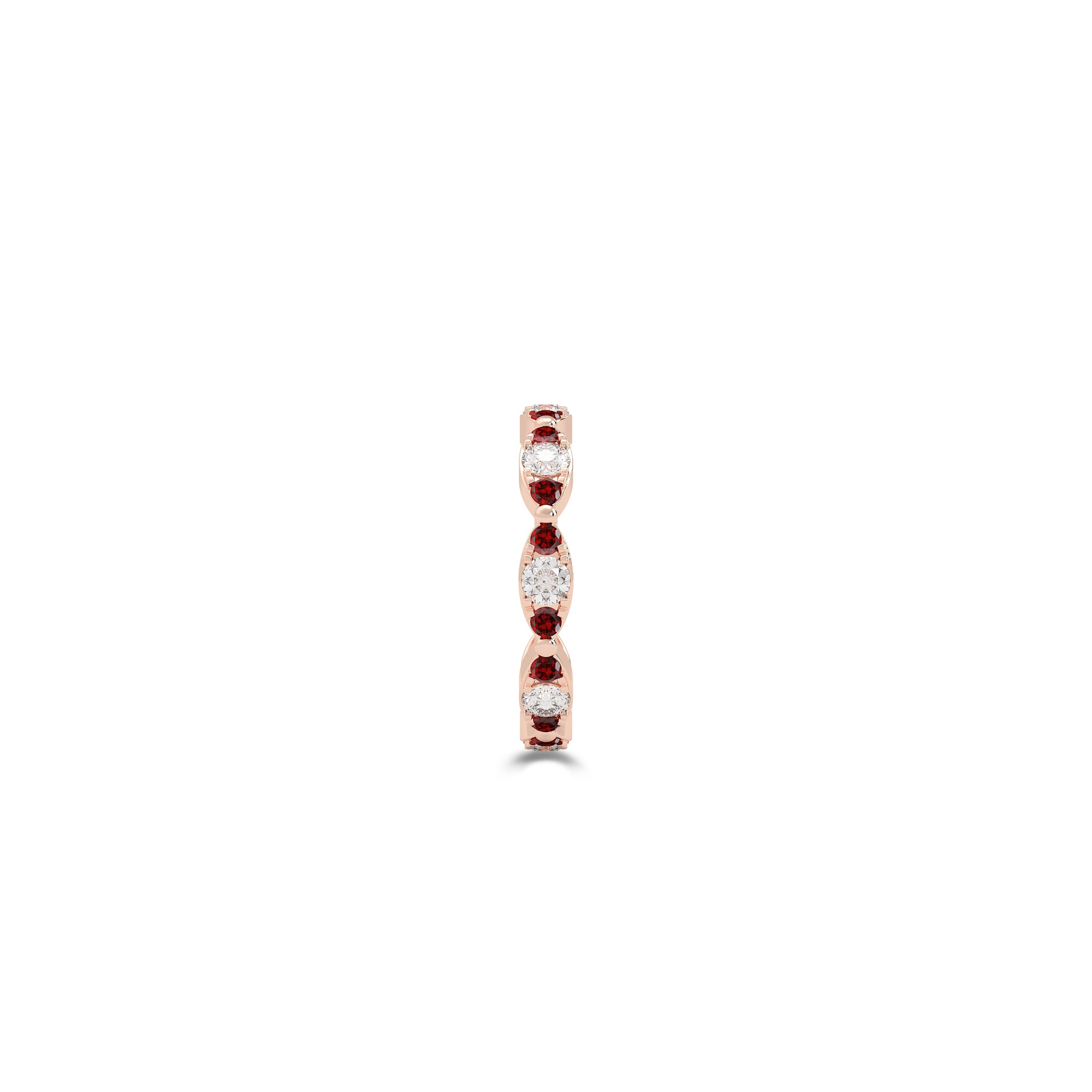 Fuster Navette Signature Diamond and Ruby Ring