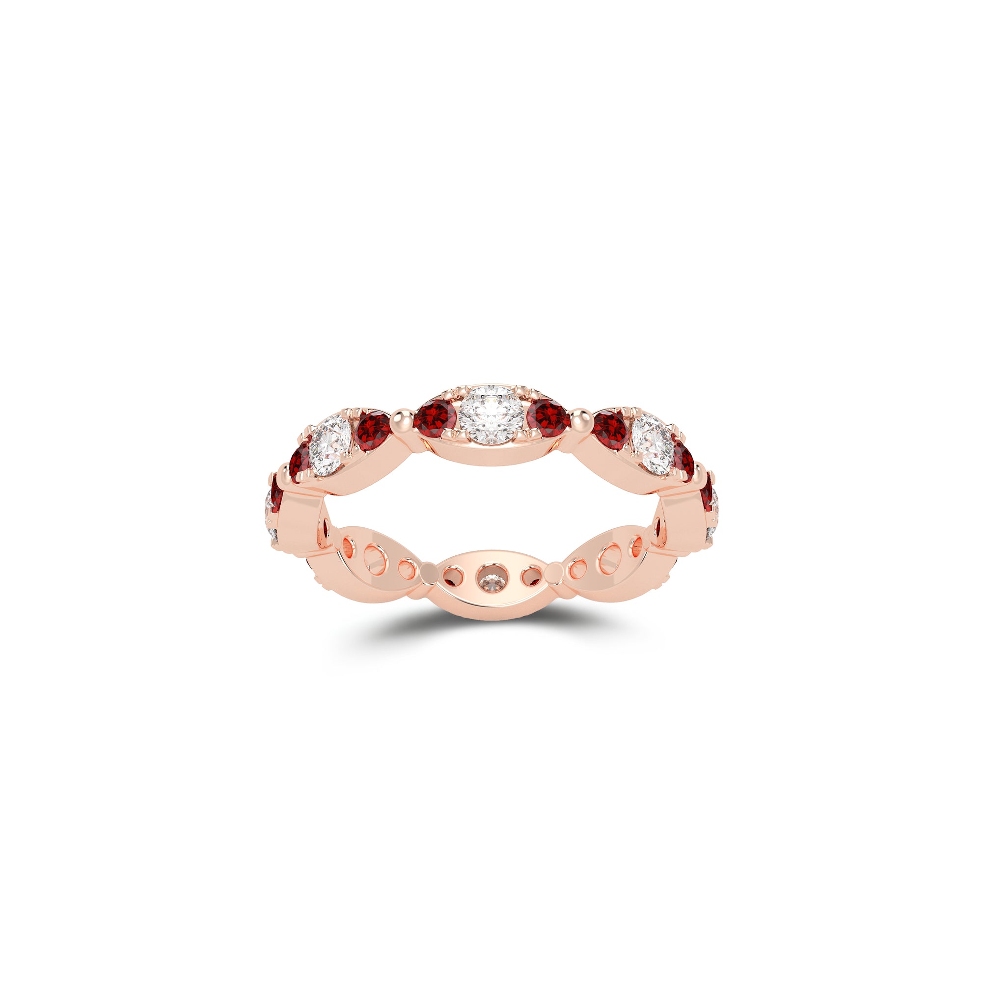 Fuster Navette Signature Diamond and Ruby Ring