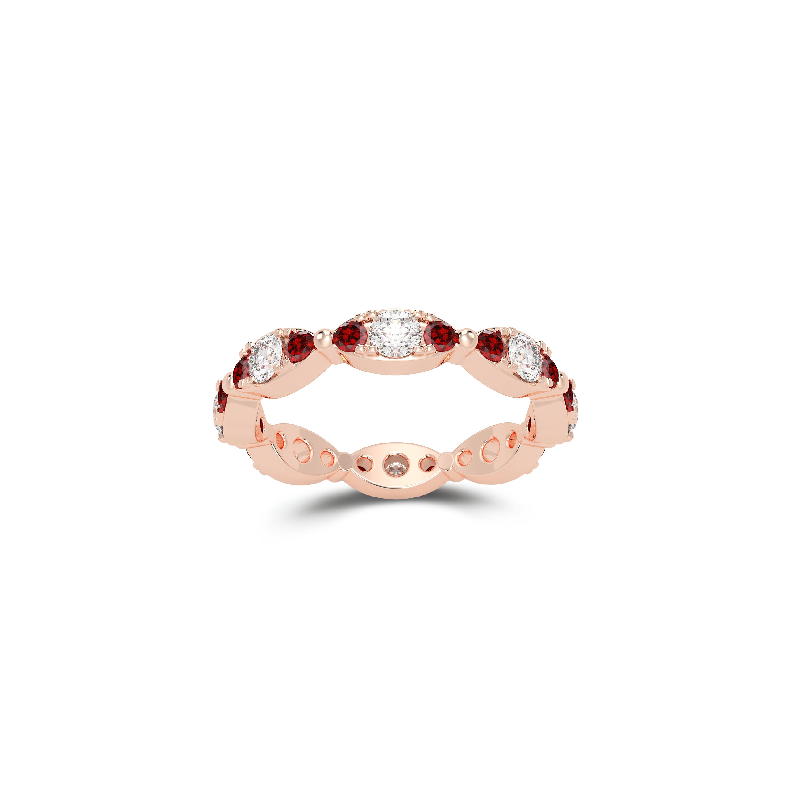 Fuster Navette Signature Diamond and Ruby Ring