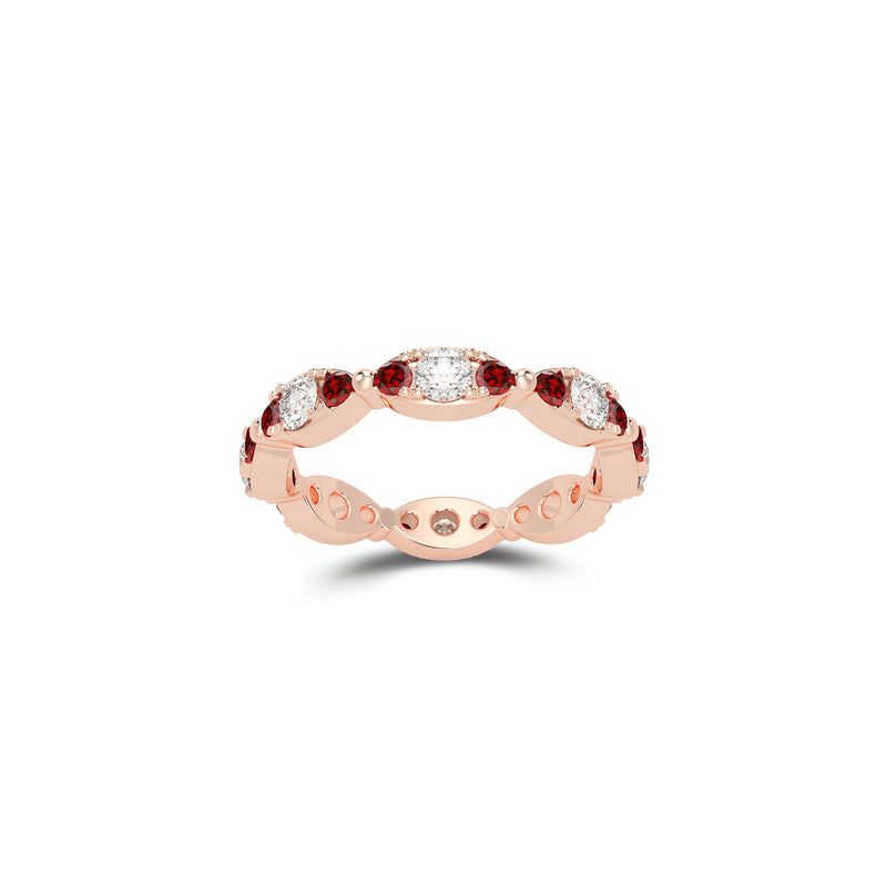 Fuster Navette Signature Diamond and Ruby Ring