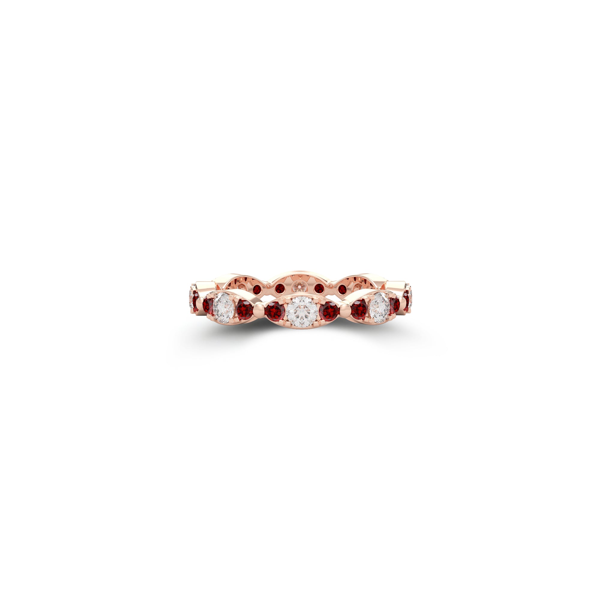 Fuster Navette Signature Diamond and Ruby Ring