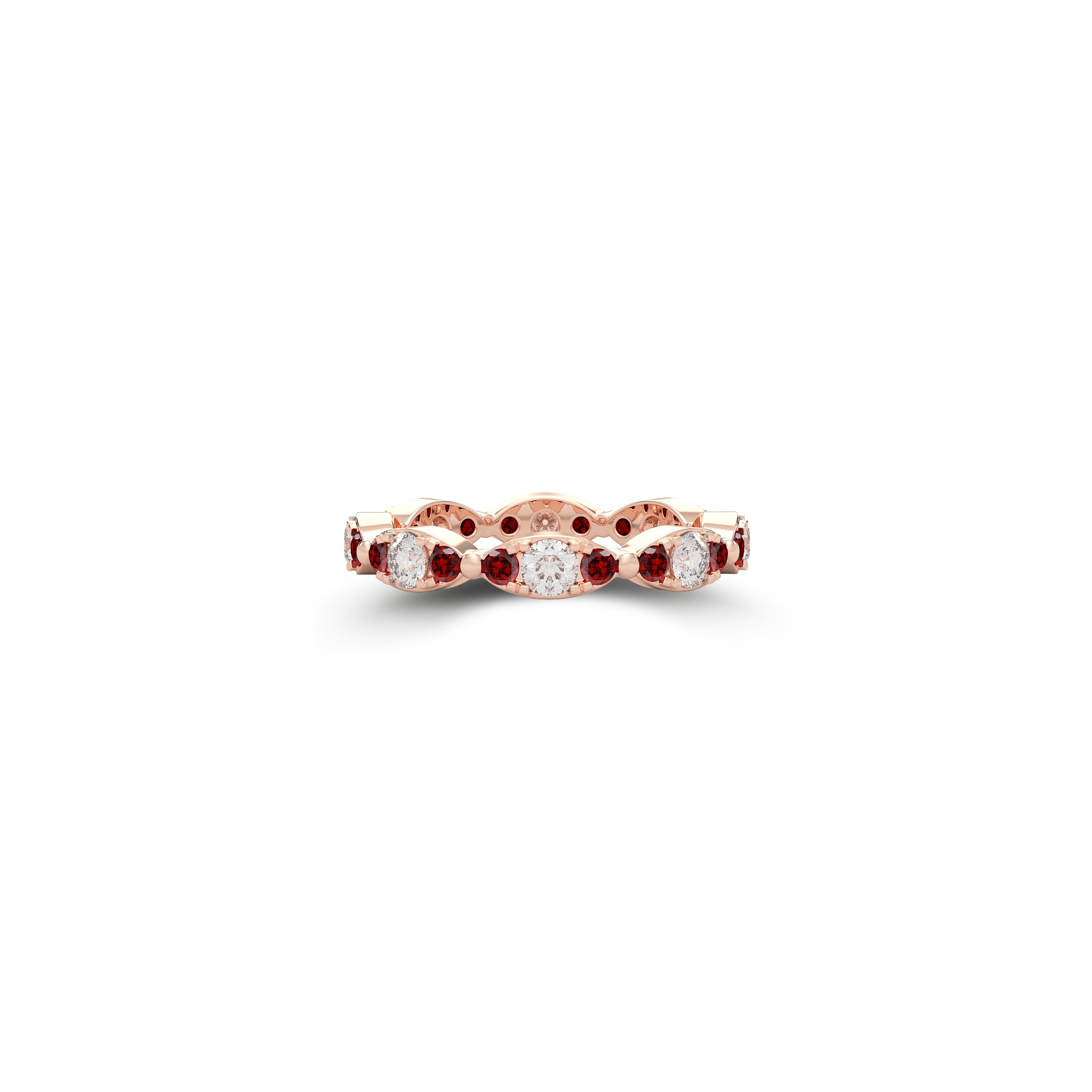 Fuster Navette Signature Diamond and Ruby Ring