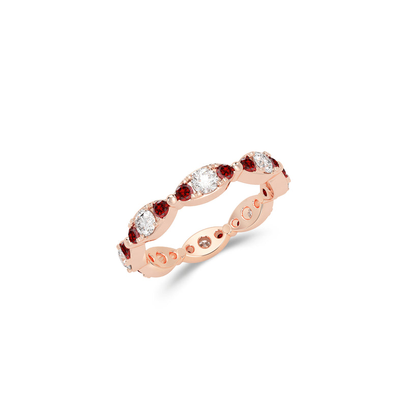 Fuster Navette Signature Diamond and Ruby Ring